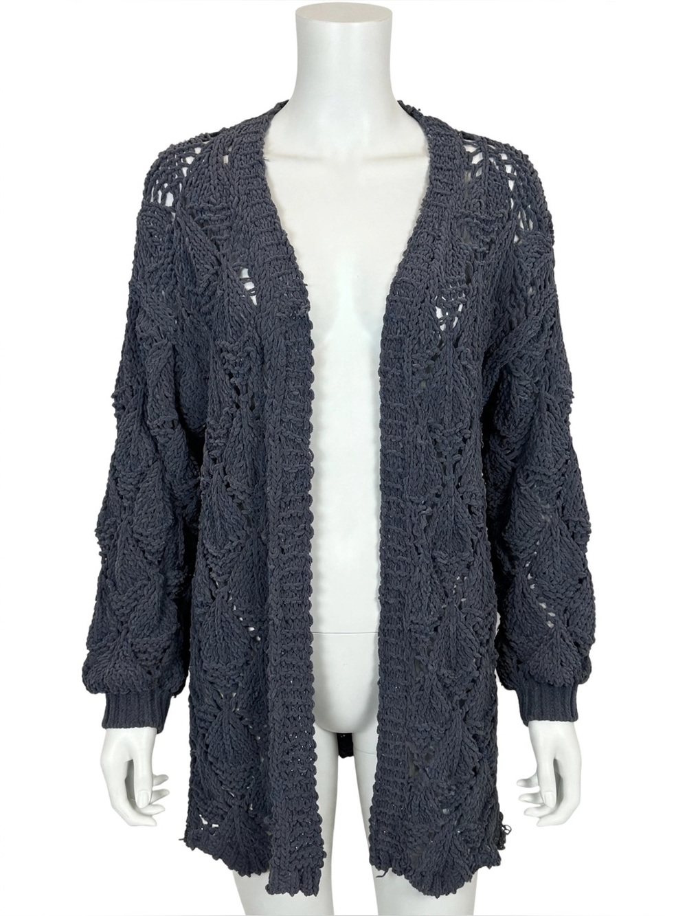 Umgee Women’s Juniors Grey Knit Soft Cardigan Large L